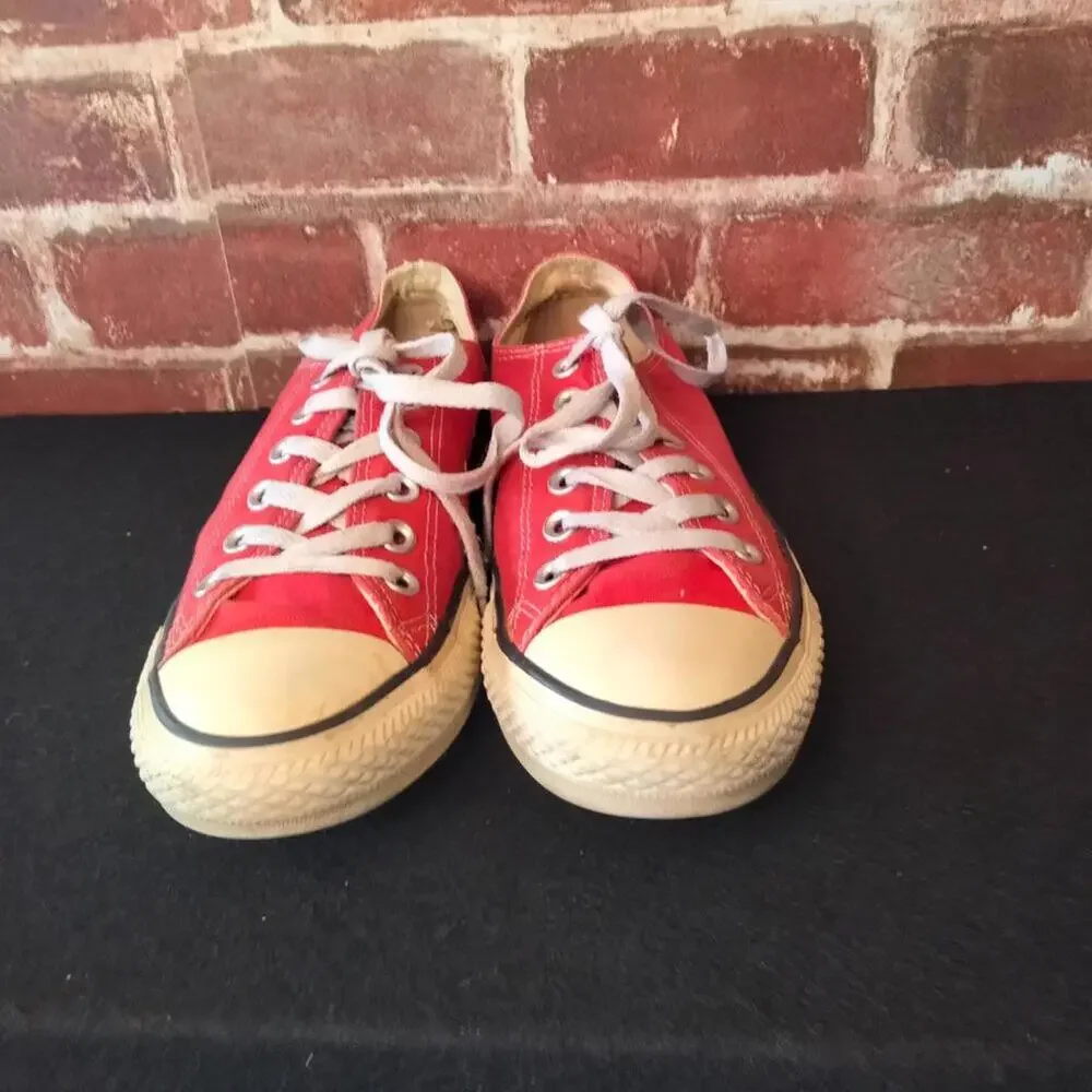 Converse Red Low Top Canvas Sneakers - Picture 6 of 9